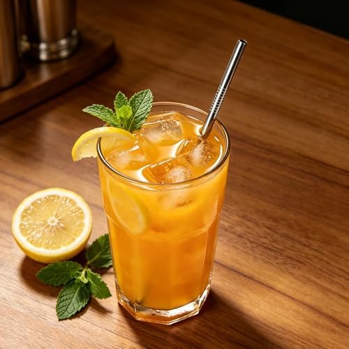 8-Pack Reusable Stainless Steel Metal Straws with Cleaning Brush - Long Metal Straws Drinking for 30 oz and 20 oz Tumbler Eco Friendly