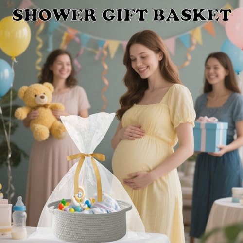 Grey Small Woven Rope Basket with Handles