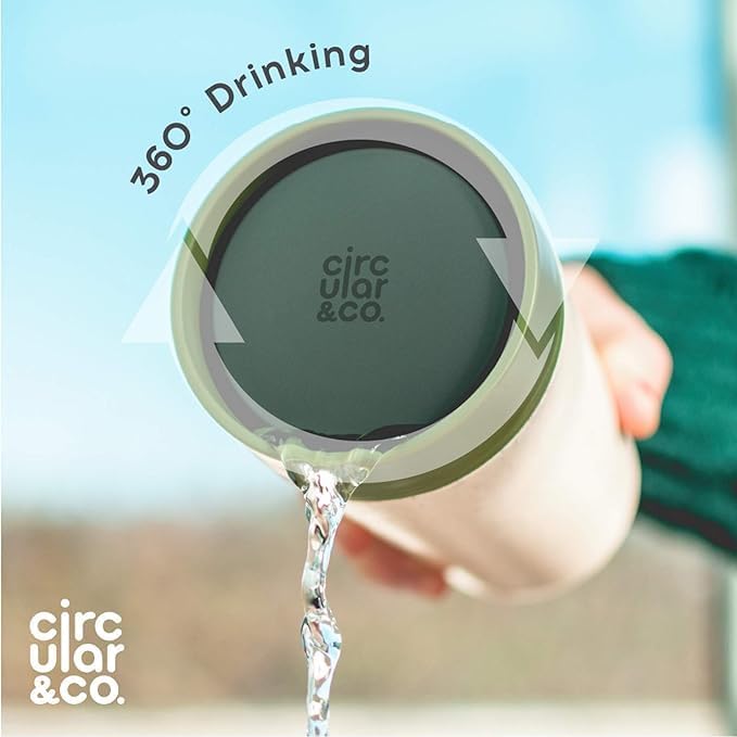Circular and Co Reusable Coffee Cup 12oz/340ml - The World's First Travel Mug Made from Recycled Coffee Cups, 100% Leak-Proof, Sustainable & Insulated (Cream & Faraway Blue)