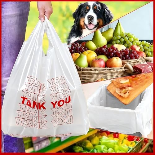TashiBox 200 Ct Plastic bags,Thank You bags, Shopping Bags