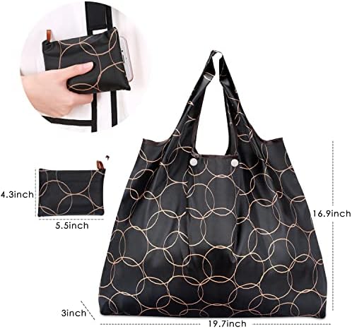 KINGMAS Reusable Grocery Bags, Eco-Friendly Folding Tote Shopping Bag fits in Pocket, Washable Waterproof Nylon Pouch Bags