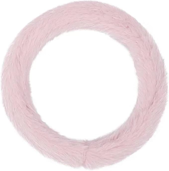 Car Steering Wheel Cover Handlebar Cover for Girls Winter Plush Warm Non-Slip Simple Women's Pink Handlebar Cover(Plush Double Pink)