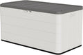 100 Gallon Outdoor Storage Box Waterproof Lockable Resin Deck Box Large, Patio Storage Bin for Pool Accessories Cushion Furniture, Garden Tools, UV-Resistant Outside Delivery Black&White