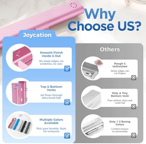 2 Pack Toothbrush Travel Case Aluminum, Portable Toothbrush Holders Travel, Manual Toothbrush Case Container for Traveling, Bathroom, Camping, Business Trip(Silver, Pink)