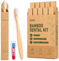 Disposable Travel Toothbrushes with Toothpaste, 10 Individually Wrapped Single Use Bamboo Toothbrush Kits for Trips, Camping, Overnight Stays, Guests and Home Backup