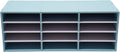 Mail Sorter Organizer, 12 Compartments Mailbox for Classroom, Desktop File Organizer with Adjustable Shelves, for Office Home Classroom, PVC, Blue