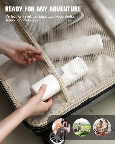 FERYES Travel Toothbrush Holder – 3-in-1 Portable Organizer with Draining Lid & Mouthwash Cup (White)
