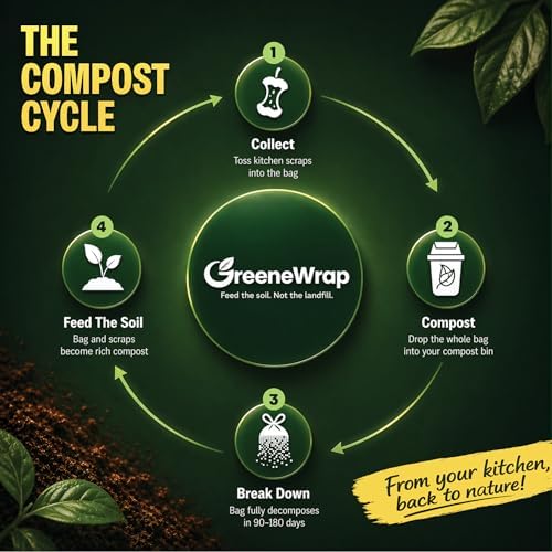 40-45 Gallon Compostable Trash Bags with Flat Top, 20 Count, Heavy Duty 1.6 Mil, Large Commercial Industrial Outdoor Contractor Bags, BPI Certified, ASTM D6400, Fits 40 45 Gal