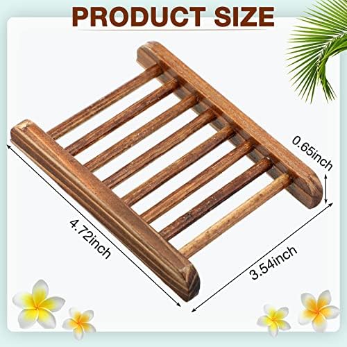 Potchen Bamboo Soap Dish Wooden Hand Craft Soap Case for Shower Rectangular Bathtub Shower Dish Accessories for Home Bathroom Kitchen Sponges(Charcoal,50 Pack)