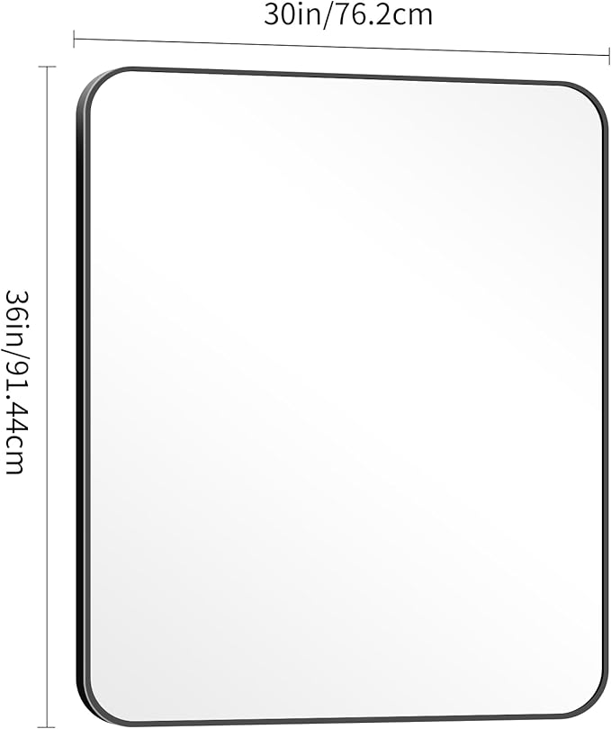 30" x 36"Bathroom Mirror, Matte Black Wall Mirror
