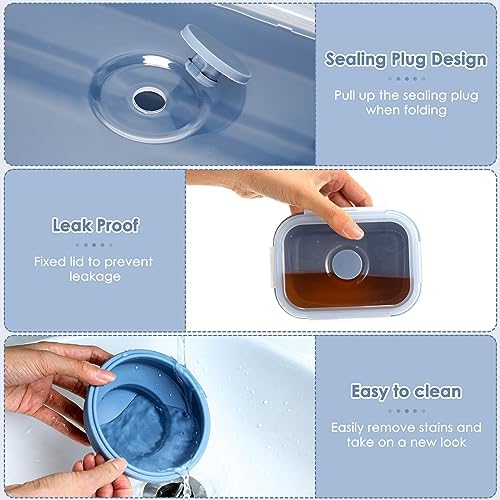 Nuanchu 8 Pcs Collapsible Food Storage Containers, Blue