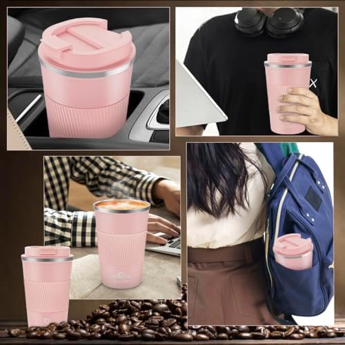 CS COSDDI 12 oz Coffee mug - Stainless Steel Coffee Cup with Leakproof Lid