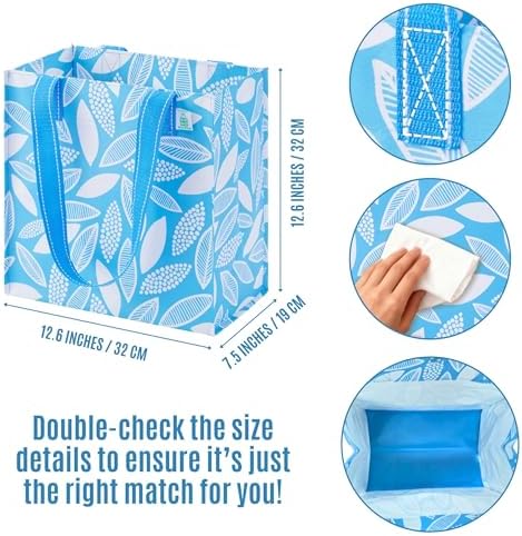 VENO 2/4 Pack Compact Reusable Grocery Shopping Bags with Hard Bottom