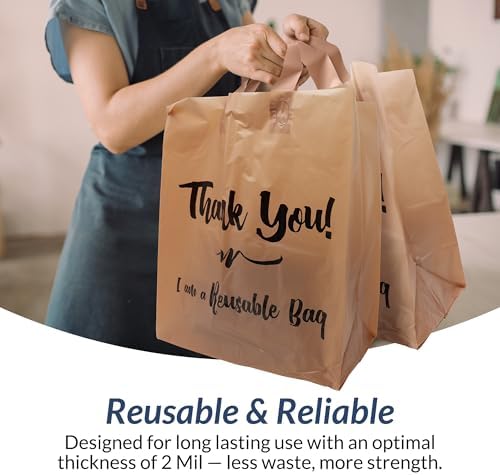 Reli. Reusable Plastic Shopping Bags, 250 Pack, 2 Mil Brown Grocery Bags