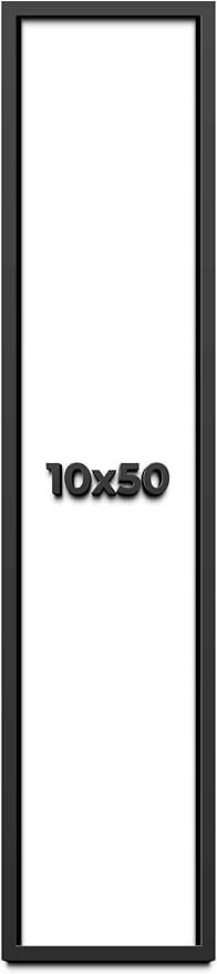 10x50 Shadow Box Frame Black | 1 Inch Deep Solid Wood Shadowbox Display | UV