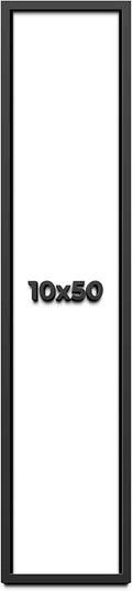 10x50 Shadow Box Frame Black | 1 Inch Deep Solid Wood Shadowbox Display | UV