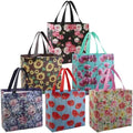 BeeGreen Flower Reusable Shopping Bags For Groceries 6 Pack- Large Foldable Tote Bags- Strong Handles for Heavy Groceries, Perfect for Supermarket, Farmers Market, and Storage Organization