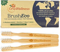 OraWellness BrushEco Bamboo Toothbrush, 3 Rows, Wooden Toothbrush