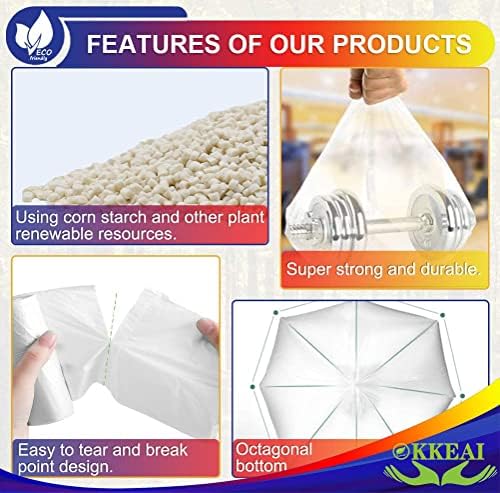 OKKEAI 8 Gallon Garbage Bags, White Trash Bags for Kitchen Waste, 60 Count