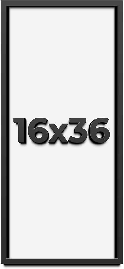 16x36 Shadow Box Frame Black | 1 Inch Deep Solid Wood Shadowbox Display | UV