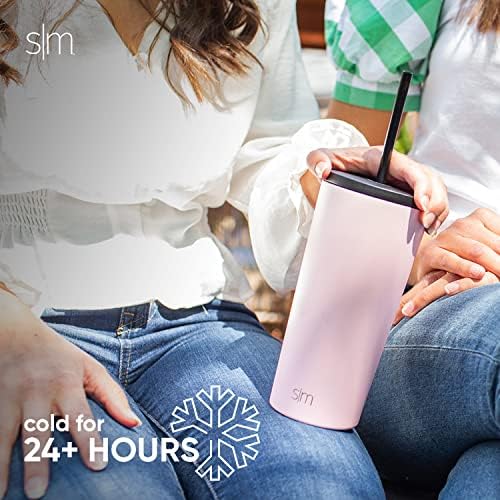Simple Modern Insulated Tumbler with Lid and Straw | Iced Coffee Cup Reusable Stainless Steel Water Bottle Travel Mug | Gifts for Women Men Her Him | Classic Collection | 20oz | Canary