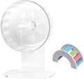 Hamster Wheel, Silent Running Exercise Wheel with Adjustable Stand for Hamster Guinea Pig Gerbil Hedgehog Small Animal Cage Accessories (Clear, 6.5inch)