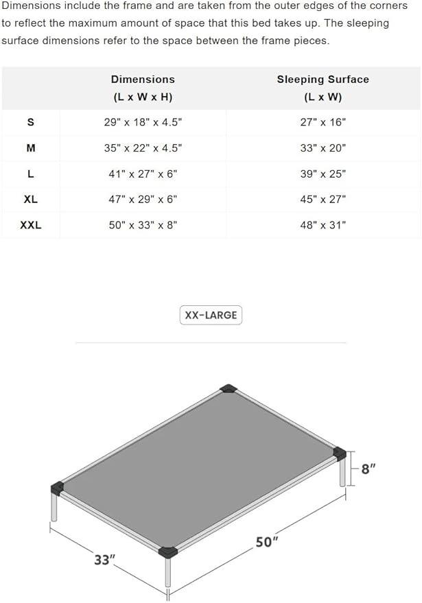 K9 Ballistics Chew Proof Elevated Outdoor Cooling Cot Bed for XX Large Dogs - Virtually Indestructible, Preassembled, Withstands Aggressive Chewers & Diggers - XXL, Gray Vinyl