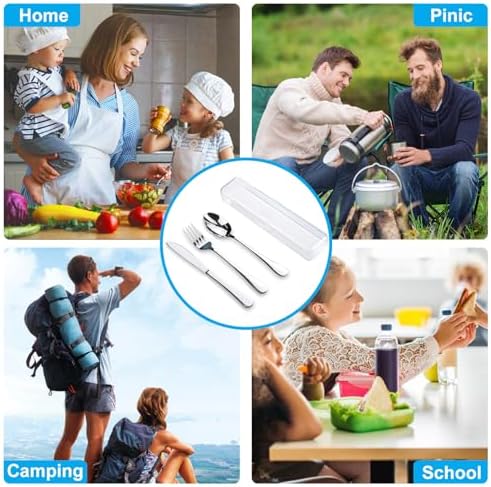 Travel Utensils With Case, Stainless Steel Reusable Portable Utensils Set With Case, Lengnoyp Travel Silverware Set