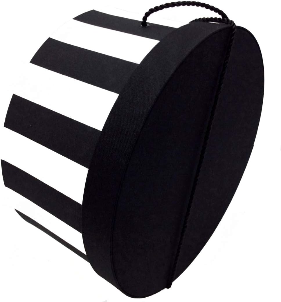 Sarah's Hat Boxes Classic Wide Stripe Hat Box – 12.75" x 6.5" (Dia. x Ht.) Handmade in USA – Odorless Non-Toxic Adhesive, Cording Handle – Premium Storage for Hats & Accessories