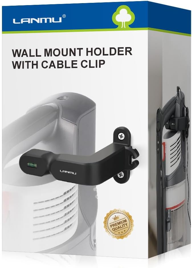 LANMU Upgraded Wall Mount Holder with Cable Clip Compatible with Shark IX141 IZ462H IZ682H IZ377H IZ376H Pet Cordless Stick Vacuum, Handheld Vac CH951 CH950