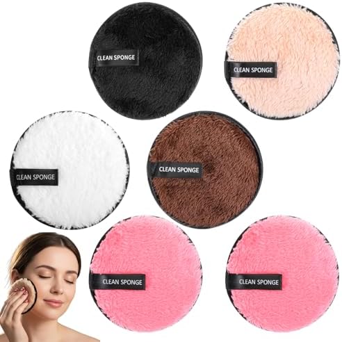 5 Pcs Reusable Cotton Rounds for Face Soft Makeup Remover Pads Washable Makeup Remover Cloth Double-Sided Reusable Makeups Removers Pads for Facial Cleansing 5 Colors