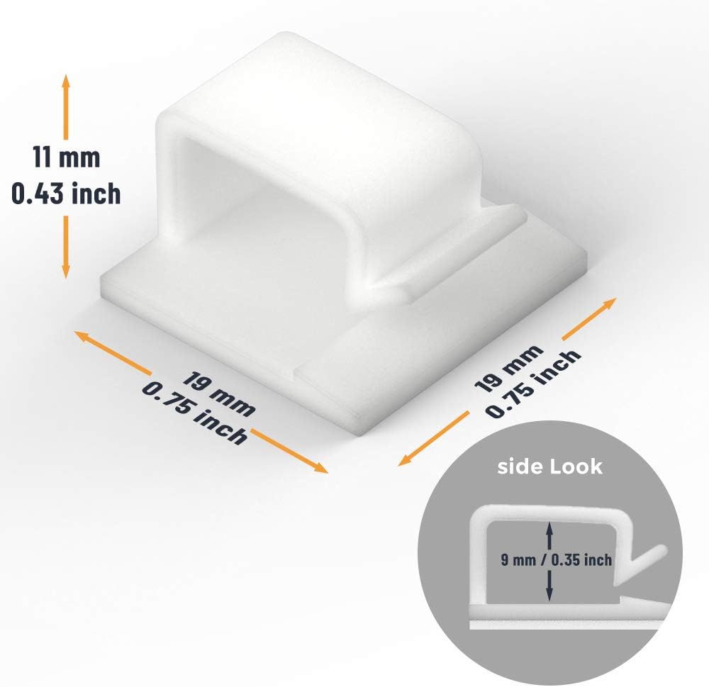 Cable Clips with Strong Self-Adhesive, XIAOXI R Shape Cable Management TV PC Wire Holder Sticky Tidy and Organizer Cord and Wires - 40 Pcs (White)