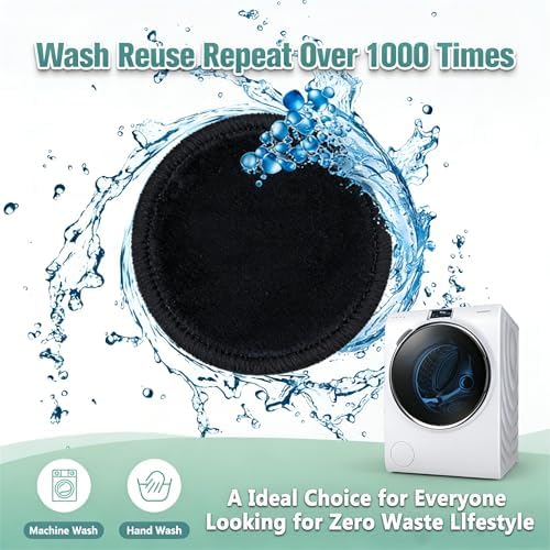 wegreeco 40 Pack Reusable Makeup Remover Pads, Washable Reusable Cotton Rounds Pads for Face, Makeup Remover Cloths for All Skin - (Black)