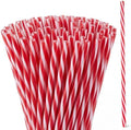 Honeydak 100 Pcs Reusable Plastic Straws Bulk,Red and White Stripe