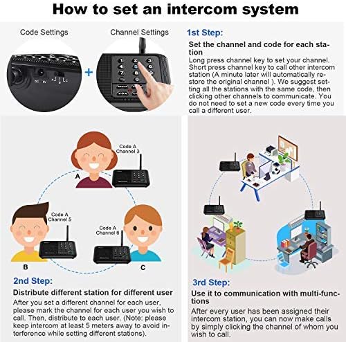 Wuloo Intercoms Wireless for Home 5280 Feet Range 10 Channel 3 Code, Wireless