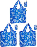 HOLYLUCK Reusable Grocery Bags,Heavy Duty Foldable Shopping Tote Bag (Standard, 3 Starfish)