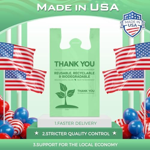 Fuxury 5000 (5K) Count Green Plastic Thank You Shopping T-shirt Bags