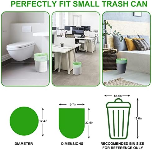 Small Trash Bags 4-6 Gallon, Inwaysin 200 Count Biodegradable Trash Bags 4 Gallon, Extra Strong Small Garbage Bags Unscented, Size Expanded, Green, for Bathroom Bedroom Office Kitchen Trash Can