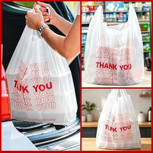 TashiBox 200 Ct Plastic bags,Thank You bags, Shopping Bags