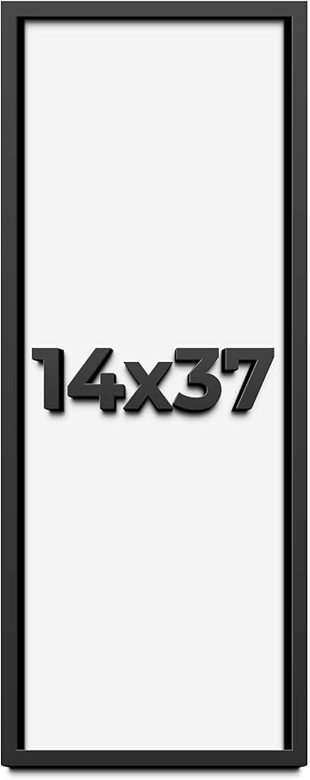 14x37 Shadow Box Frame Black | 1 Inch Deep Solid Wood Shadowbox Display Frame |