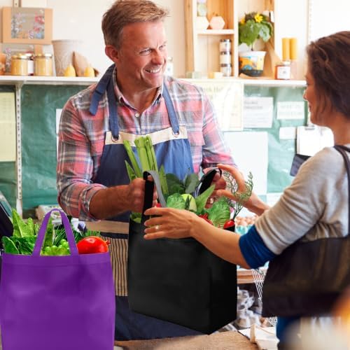 Reginary 100 PCS Non Woven Tote Bags Bulk,Black & Purple