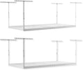 2-Pack 4 x 8 MonsterRax Overhead Garage Storage Rack, Ceiling Racks for Garage, Organization Shelving, Adjustable Hanging Shelf, White, 12"-21" Height Adjustment
