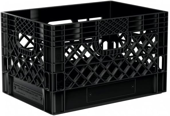 Farmplast Heavy Duty Milk Crates, Black, 24 Quart Storage Container, 96 Piece Pallet