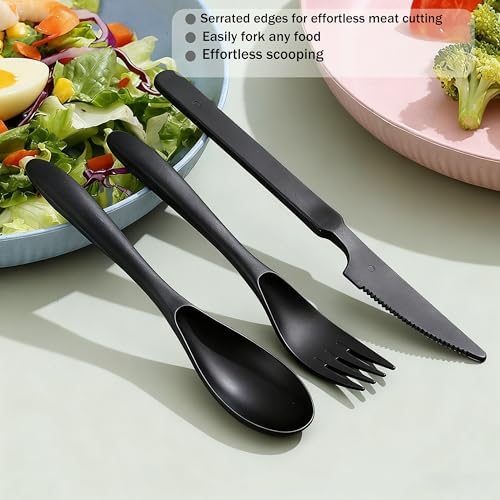 Wheat Straw Travel Cutlery 3pk Portable Knife Fork Spoon with Storage Case