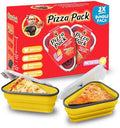 PIZZA PACK The Perfect Reusable Pizza Storage Container with 5 Microwavable Serving Trays - BPA-Free Adjustable Pizza Slice Container to Organize & Save Space, 2 Pack, Yellow