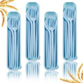 4 Sets Reusable Utensils Set with Case,Camping Cutlery Set Travel Silverware Set with Case Lunch Utensils Set for Work,Utensil Sets for Lunch Picnic Daily Use Outdoor (Lightblue)