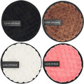 Reusable Soft Makeup Remover Pads for All Skin - 4 pack Microfiber Face Rounds Wipes Heavy Mascara Eye Shadow Facial Cleansing Puffs Foundation, Washable Removal Cloth, Chemical Free
