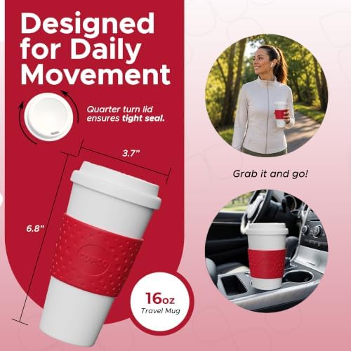 Copco Acadia Travel Mug, 16-Ounce, Cherry Red