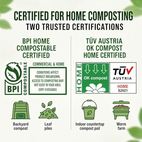 OrangeBio 3 Gallon Compostable Trash Bags, 100 Count, BPI Certified