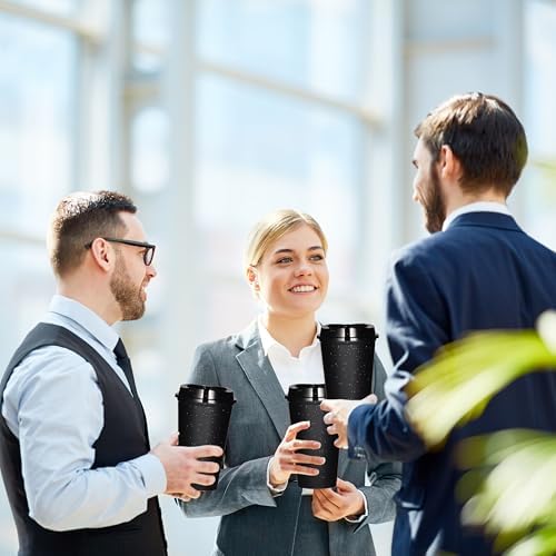 16oz Reusable Plastic Coffee Cups with Lids, 13 Pack
